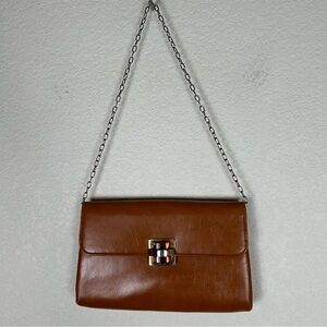 Vintage 70’s faux leather clutch HL Made the USA with delicate chain strap